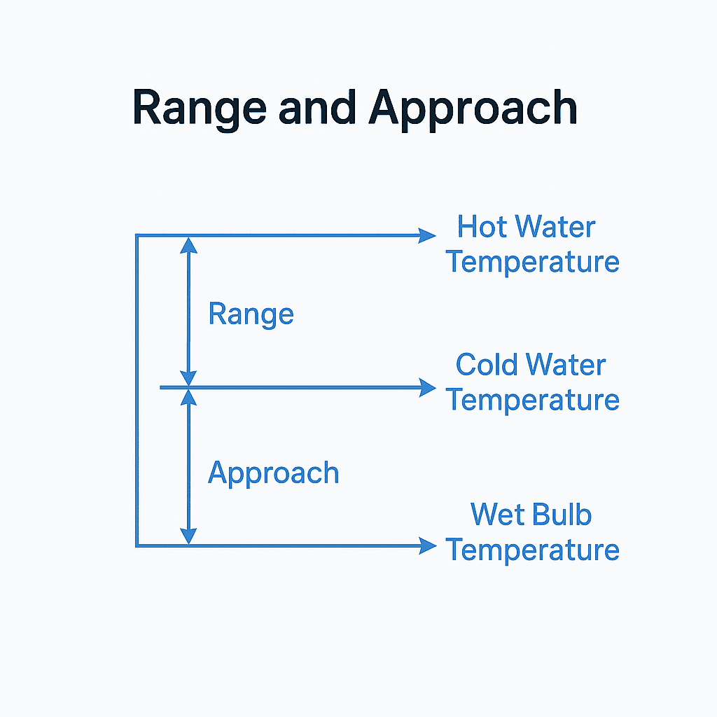 Cooling tower range and approach